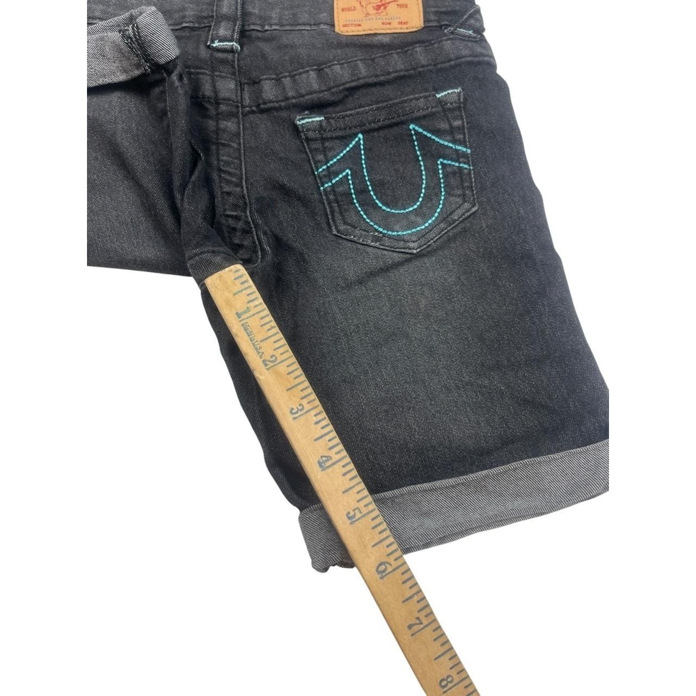 TRUE RELIGION Denim Shorts Kids 3T Distressed Black Cuffed Contrast Stitching - Picture 9 of 9